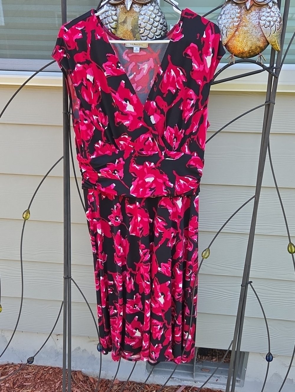 G.H. Bass & Co. Fuchsia Floral Wrap Midi Dress Size 14
